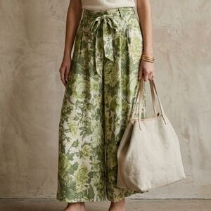 Vintage Ivano Boni Italy Floral Palazzo Culotte Pants PaperBag Waist XS Bohochic